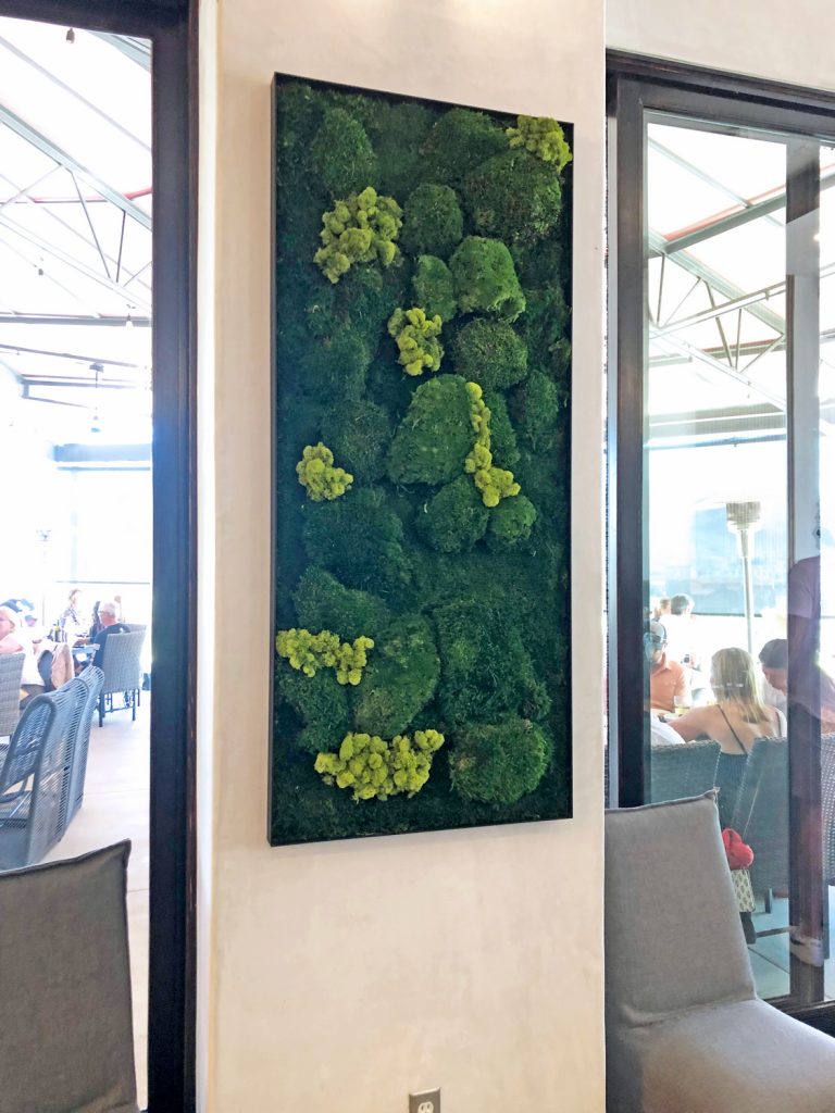 Preserved moss artwork for winery tasting room