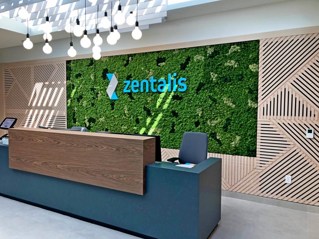 Moss wall for modern office lobby