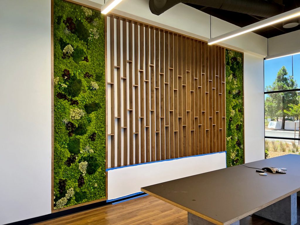 Built-in moss panels for conference room