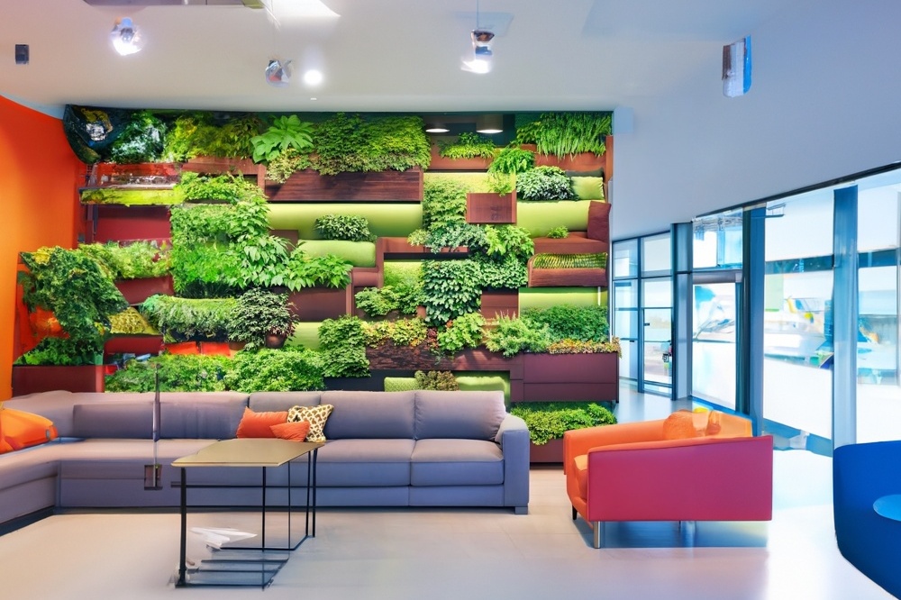 Lobby with Living Wall [Greening Corporate Lobbies Making a Statement with Impressive Living Walls]