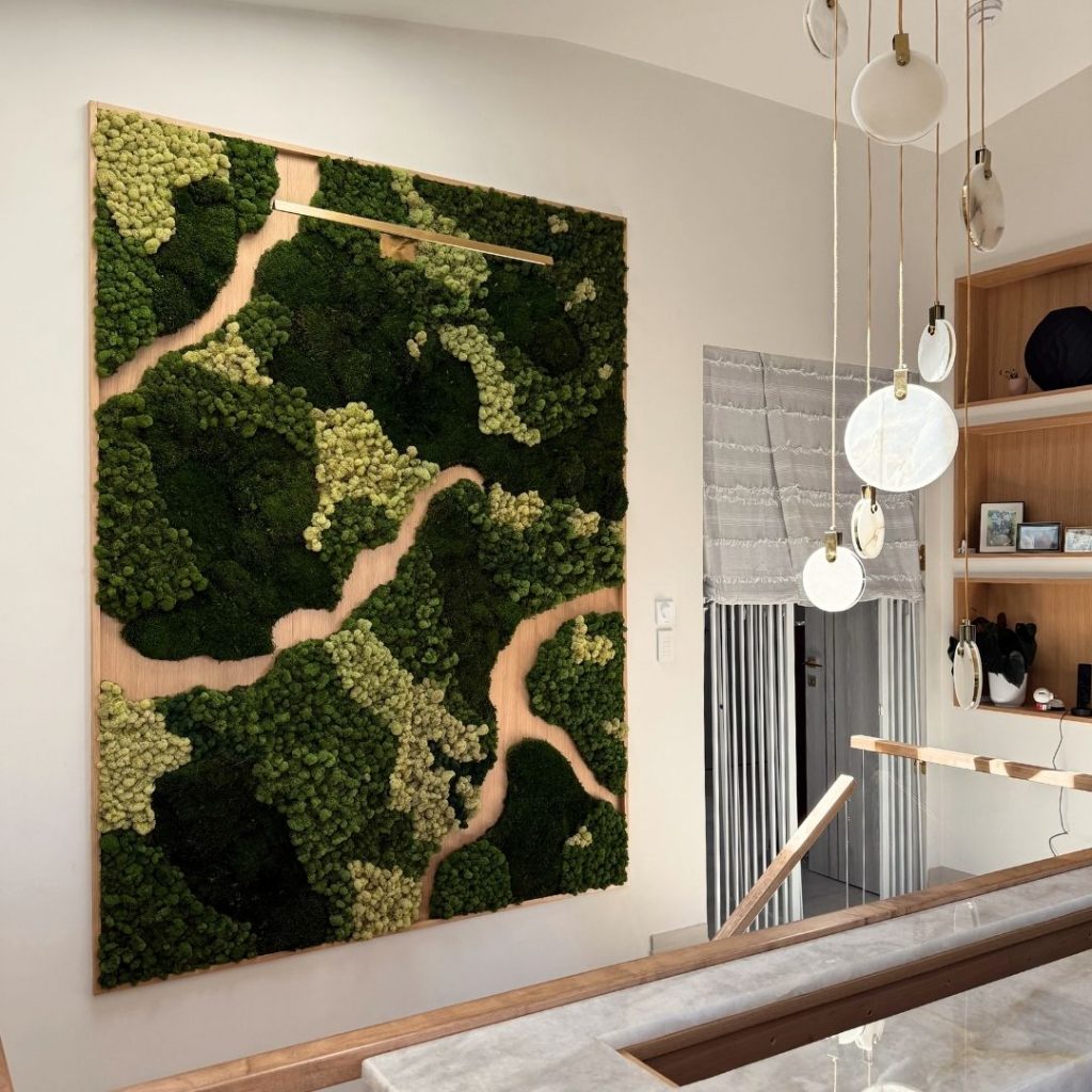 Custom live moss wall for private residence