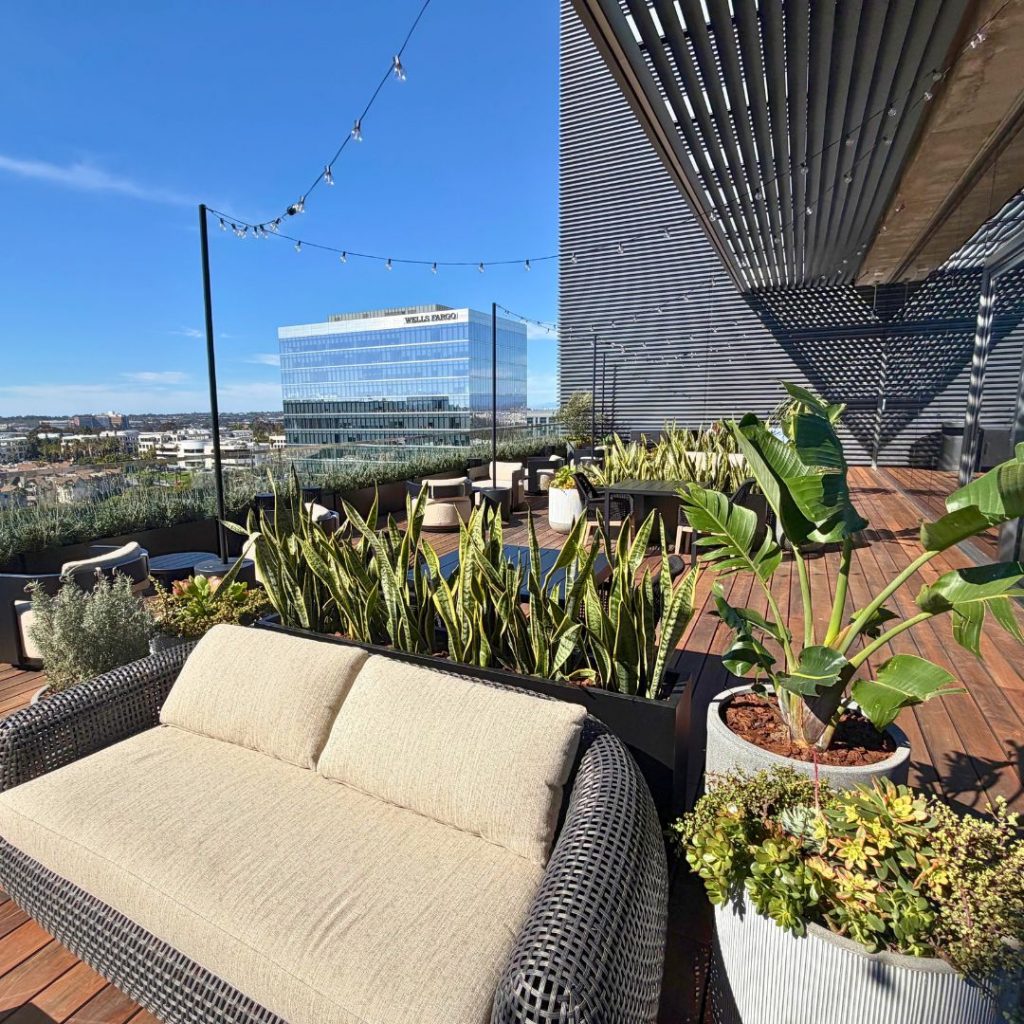 Living plants for outdoor patio on high-rise building in San Diego.